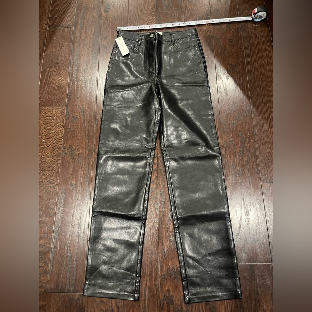 Wilfred Melina Pants Women Size 6 Tall Vegan Leather High Rise Straight Leg New